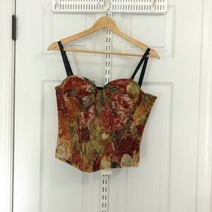 NWT The Commense Muted Colored Floral Corset Top
